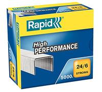 Rapid 24/6mm Strong Staples, For Stapling up to 20 Sheets, Use with Desktop Staplers, Galvanised Wire, Box of 5000, 24859900