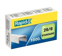 Rapid 26/6mm Standard Staples, For Stapling up to 20 Sheets, Use with Desktop and Electric Staplers, Galvanised Wire, Box of 1000, 24861300