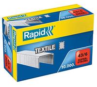 Rapid 43/6mm Super Strong Textile Staples, up to 14 Sheets, 10000 Pieces | Use with Rapid K1 Pliers, Galvanised Wire, 24872200