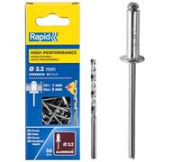 Rapid Aluminium Blind Rivets 3.2 x 6 mm for Riveting Pliers, 50 Pieces