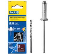 Rapid High Performance Rivets 3.2 x 8 mm (5000383) with Drill Piece – 50 Pieces