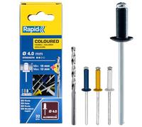 Rapid Aluminium Blind Rivets Coloured 4 x 16 mm for Rivet Guns, 32 Pieces