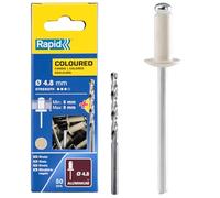 Rapid Aluminium Blind Rivets Off White 4.8 x 12 mm for Rivet Guns 50 Pieces