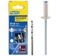 Rapid Aluminium Blind Rivets (White) 4 x 10 mm for Rivet Guns, 50 Pieces