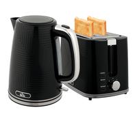 Rapid Boil Kettle and Toaster Set 1.7L 2 Slice Black Kitchen Appliance Bundle