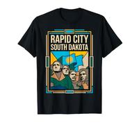 Rapid City South Dakota Flag Mount Rushmore Presidents Art T-Shirt