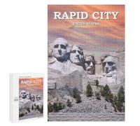 RAPID CITY TRAVEL POSTER - Decorative Wooden Puzzle, 1000 PCS, Gift for Winter Evenings, for Relaxing Solo Or Group Play