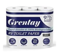 Rapid Dissolving RV Toilet Paper Septic Safe, Camping Toilet Paper Biodegradable 9 Mega Rolls, 500 Sheets, 3 Ply RV & Camper Accessories for Travel Marine, Camp, Boat and Motorhome (Inches, 4 x 4)