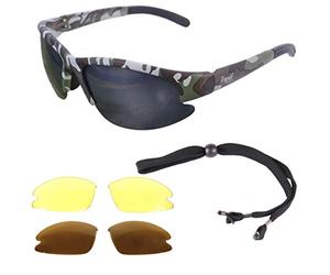 Rapid Eyewear Camouflage Polarised Sports & Fishing Sunglasses. Glasses with Interchangeable Lenses for Men & Women. Also for Driving, Cycling and Shooting