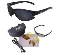 Rapid Eyewear Driving and Biker Sunglasses with Changeable Polarised Lenses | Daytime UV and Category 0 Anti-glare yellow night lens. Driver glasses for men and women: uv400 protection. Wrap-around frame