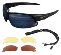 Rapid Eyewear Edge Black PILOT SPEC SUNGLASSES Interchangeable Lenses for Men & Women. Comply with CAA Recommendations. Also for Sports Inc. Cycling, Running, Tennis