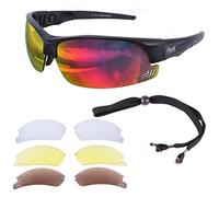 Rapid Eyewear Edge Black UV400 CYCLING & RUNNING SUNGLASSES With Interchangeable Polarised, Clear & Low Light Lenses. Anti Fog Blue Light Blocking Sports Glasses for Men & Women