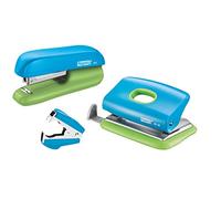 Rapid F5 Mini Stapler, FC10 Hole Punch and Staple Remover Set, 10 Sheet Capacity, Staples Included, Metal and Plastic, Blue/Green, 5000370