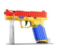 Rapid-Fire Building Block Pistol Set - Compatible Construction Toy with Continuous Shooting, DIY Model Gun for Adults & Kids, Collectible Display Gift with Stand