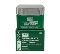 Rapid Glow Green Papaya Strong Skin Brightening Beauty Cream 250ml - with extra Kojic Acid, Bearberry, Mulberry & Vitamin C dark spot remover for face & body, melanin, hyper pigmentation, glowup