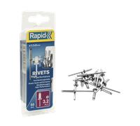 Rapid Rivets High Performance Including Drill Piece, 4.8 x 12 mm, 5000388 - 50 Pieces, Silver/ Blue/ Clear