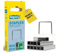 Rapid High-Performance Staples for Insulation, Thin Plastics, Cardboard and Carpets Flatwire No. 140, Leg Length 14mm, Staple Gun Staples, Galvanised Steel, 650 Pieces, Narrow Blister (40109517)