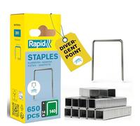 Rapid High-Performance Staples for Insulation, Thin Plastics, Cardboard and Carpets Flatwire No. 140, Leg Length 14mm, Staple Gun Staples, Galvanised Steel, 650 Pieces, Narrow Blister (40109576)
