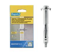 Rapid Hollow Wall Anchors, Pack of 50 Heavy Duty Metal Plasterboard Fixings for 16-26 mm Wall Thickness, 25 kg Load, Cavity Wall Fixings, Wall Plugs, Plasterboard & Chipboard Plugs (5001561)