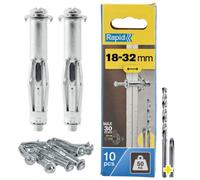 Rapid Hollow Wall Anchor For 18-32mm Wall Thickness 50Kg Load - Pack Of 10