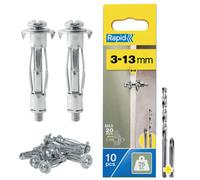 Rapid Hollow Wall Anchor For 3-13mm Wall Thickness 25Kg Load - Pack Of 10