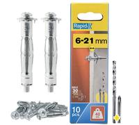 Rapid Hollow Wall Anchor For 6-21mm Wall Thickness 40Kg Load - Pack Of 10