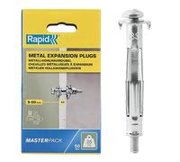 Rapid Hollow Wall Anchors, Pack of 50 Heavy Duty Metal Plasterboard Fixings for 3-20 mm Wall Thickness, 25 kg Load, Cavity Wall Fixings, Wall Plugs, Plasterboard & Chipboard Plugs (5001562)