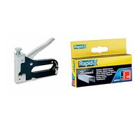Rapid Manual Staple Gun Compacta for No. 53 Staples, Small Staple Gun with Step-Free Force Adjuster and Handle Lock Function with 2500 Staples, No.53, Leg Length 8 mm