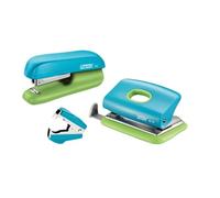 Rapid F5 Mini Stapler, FC10 Hole Punch and Staple Remover Set, 10 Sheet Capacity, Staples Included, Metal and Plastic, Blue/Green, 5000370