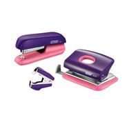 Rapid F5 Mini Stapler, FC10 Hole Punch and Staple Remover Set, 10 Sheet Capacity, Staples Included, Metal and Plastic, Purple/Apricot, 5000372