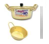Rapid Noodle Cooker Ramen Noodles Pot 6.3-inch Korean Traditional Wine Bowl 4.3-inch Stainless Chopsticks 1 pair Pack of 3 Made in Korea (Type A)