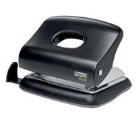 Rapid Office Hole Punch, 2 Hole Punch, Recycled Plastic, Black | Heavy duty & compact hole puncher, comfortable grip and guide bar support accurate punching; For work, school or home