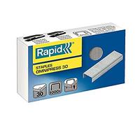 Rapid Omnipress 30 Staples, For Stapling up to 30 Sheets, Use with Omnipress Staplers, Galvanised Wire, Box of 1000, 5000559