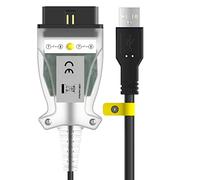 Rapid Revive - K+CAN K+DCAN OBD2 BMW Diagnostic Tool Cable OBD To USB Switch Button E Series Coding NCS EDIABAS E93 E87 E70 K-Line Tool32 OBDII Windows Compatible 2 In 1 Lead, Transparent