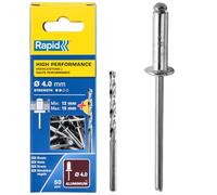 Rapid Rivets High Performance 5000386 - 4 x 18 mm with Drill Piece - 50 pieces Silver/Blue/Clear