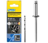 Rapid Rivets Stainless Steel Including Drill Bit, 4.8 x 18 mm, 5000397 - 50 Pieces