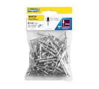 Rapid Rivets Standard Alumium rivets, 4.8 x 14 mm, 5000381 - 100 Pieces, Silver/ Clear/ Blue