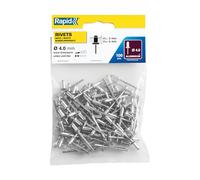 Rapid Standard Aluminium Rivets 4 x 8 mm - Pack of 100 - Silver/Clear/Blue
