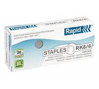 Rapid RK8/6mm Standard Staples, For Stapling up to 20 Sheets, For use with XXXXX, Galvanised Wire, Box of 5000, 24873700