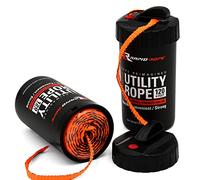 Rapid Rope Canister 120ft Orange Flat Tactical Paracord, Made in USA, 1100lb Tested Heavy Duty Poly Rope Test Cord, Non-Tangle Dispenser Included - Perfect Stocking Stuffer or Gift for Men and Women