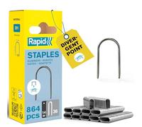 Rapid Rounded Crown Staples, Flatwire No. 36, Leg Length 12mm, Steel | High-Performance Staple Gun Staples for Low-Voltage 6mm Cables, Galvanised Steel, 864 Pieces (40109626)