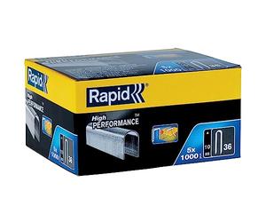 Rapid Rounded Crown Staples, Flatwire No. 36, Leg Length 12mm, Steel | High-Performance Staple Gun Staples for Low-Voltage 6mm Cables, Galvanised Steel, 5 x 1000 Pieces (11885110)