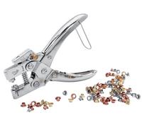 Rapid RP05 Eyelet Pliers Set with Hole Punch - Includes 105 Eyelets (4mm); Chrome-Plated, for Leather; Textiles; Shoes, Canvas - 2-in-1 Eyelet Pliers and Hole Punch