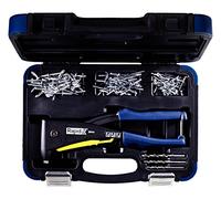 RAPID RP40 Multi Riveter with Case and 3 Drills, Multi Nozzle Hand Riveter, Smart Caliber, Soft Grip Handle, 150 Rivets Included (5001127)