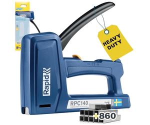 Rapid RPC140 Heavy Duty Staple Gun for Wood - Up to 50% Easier to Squeeze | Staples Included, 1080 pcs - Takes Up to 16 mm Heavy Duty Staples - Made in Sweden (5001750)