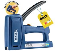 Heavy Duty Staple Gun for Wood - 4-in-1 Wall Stapler - Upholstery Staple Gun - for DIY, Upholstery and Fabric - Staples, Brads & Pins - Made in Sweden - Up to 50% Easier to Squeeze - Rapid RPC4