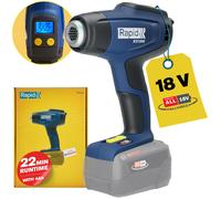 RAPID Cordless Heat Gun RX1000 - Battery Powered Hot Air Gun with Adjustable Heat, Up to 550°C, 18V System LCD Display, Quick Heat-Up, and Safe Nozzle Removal (Battery Not Included) (5001513)