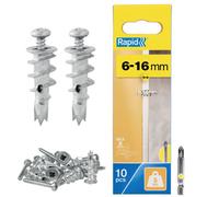 Rapid Self Drilling Plasterboard Fixings 5Kg Load 6-16mm Wall Thickness Pack Of 10