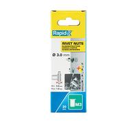 Rapid Steel Rivet Nuts, M3 for Rivet Nut Tools, with Drill Bit, 20 Pieces | For material thicknesses of 0.5-1.5 mm; M3 thread; single-sided mounting; drill bit included in the set.
