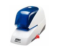 Rapid Supreme 5050e Contactless Electric Stapler, 50 Sheet Capacity, Mains Powered with global Plug, Flat Clinch Stapling, Staples Included, Metal and Plastic, White/Blue, 20993210